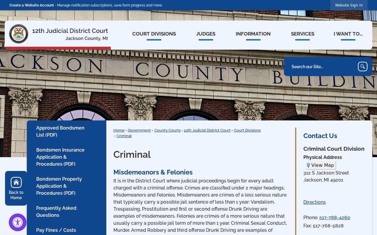 Jackson County 12th District criminal court record instructions