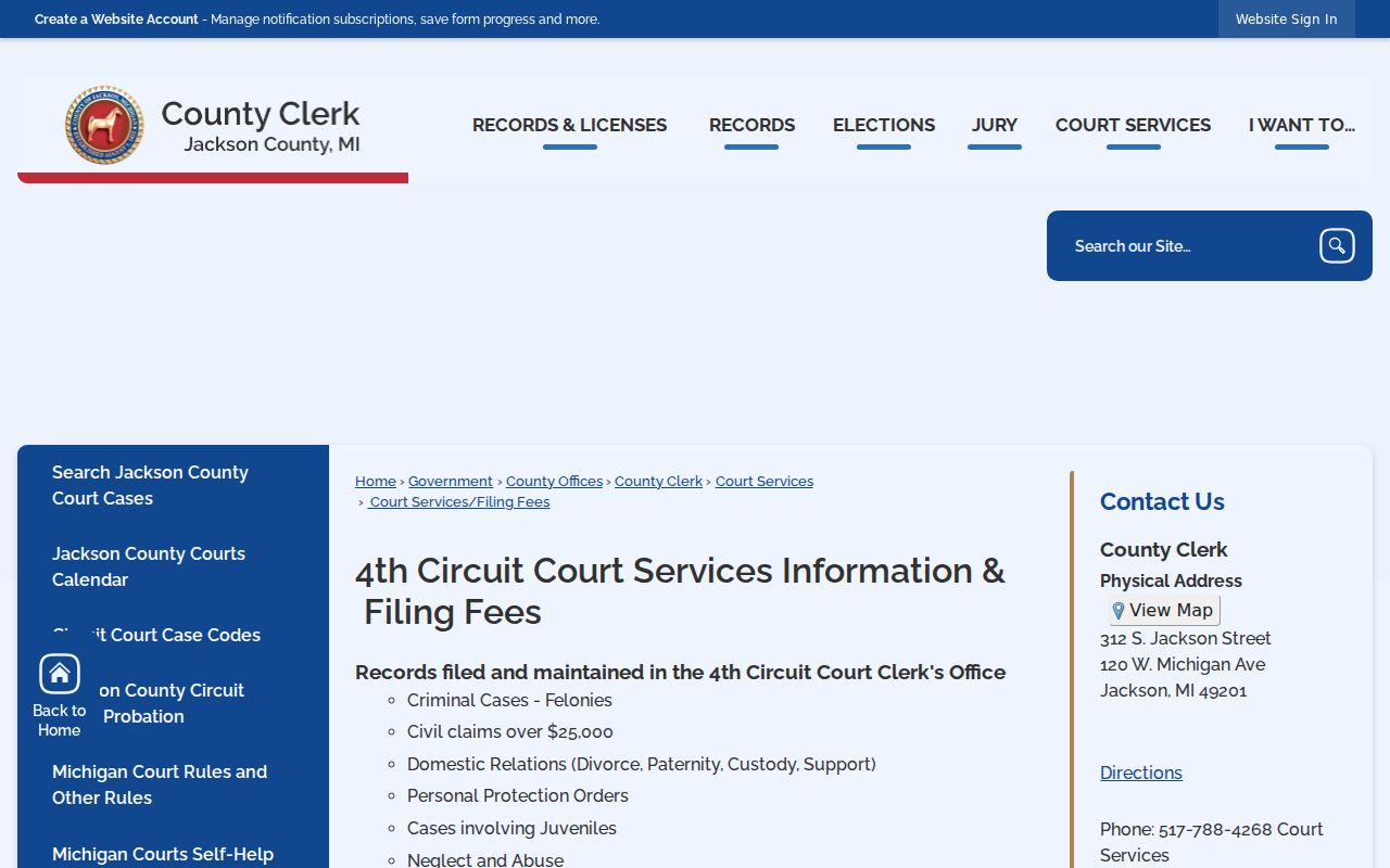 Jackson County criminal court clerk record and copy services