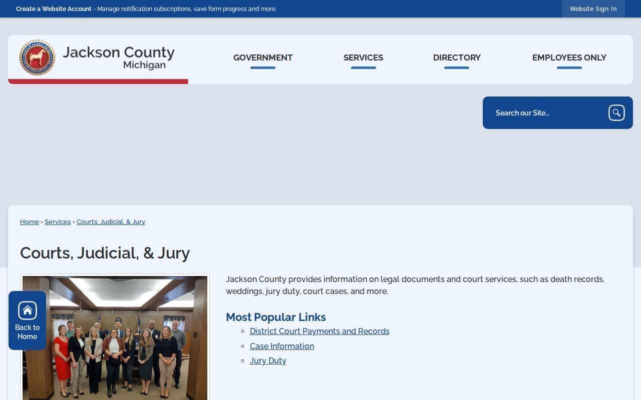 Jackson County criminal court cases and court service contacts