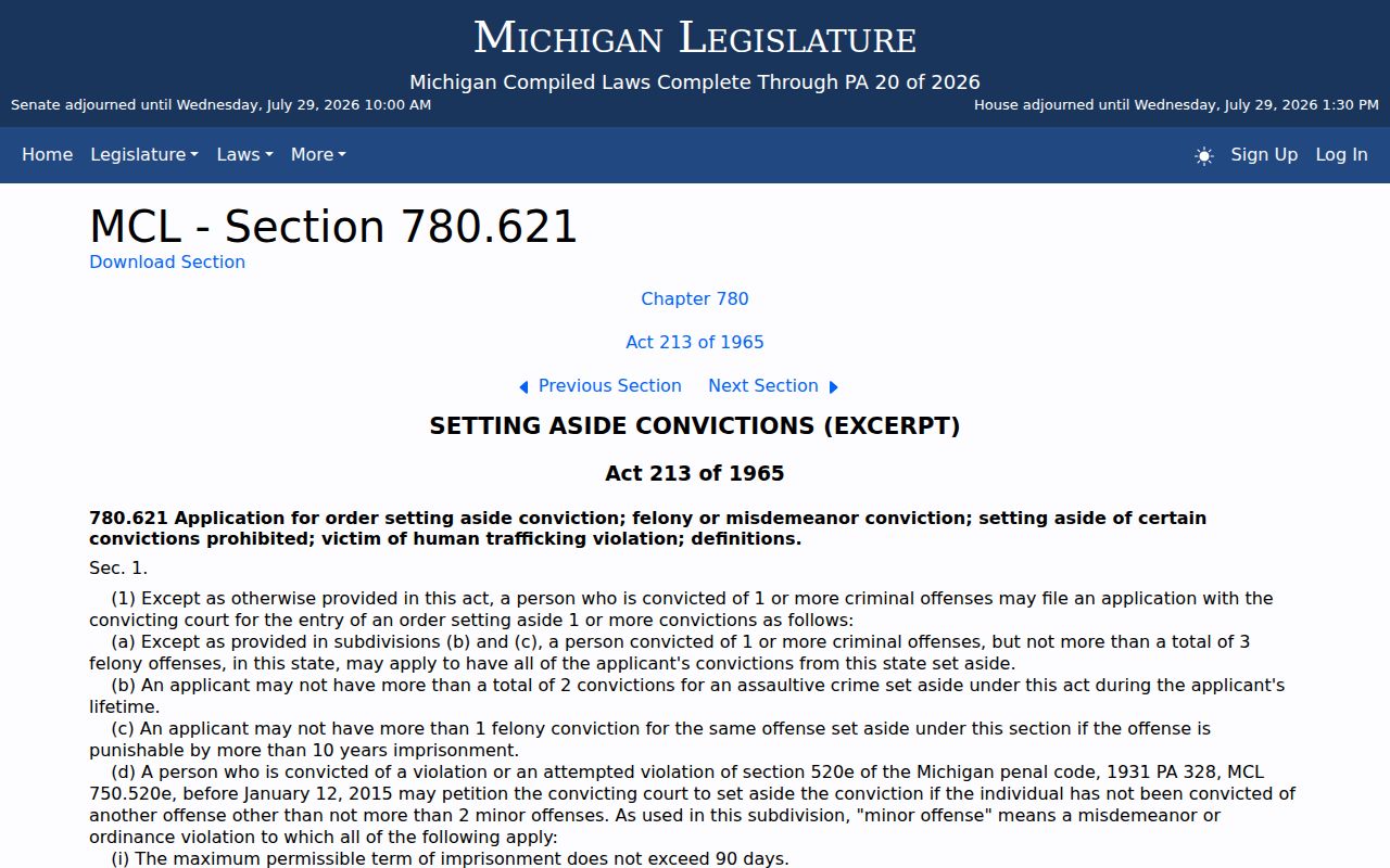 Jackson County criminal court set-aside eligibility statute
