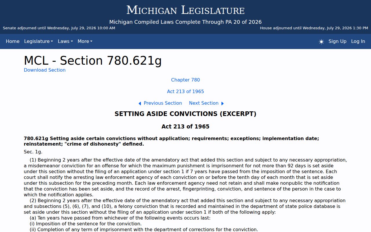 Jackson County automatic criminal record set-aside statute