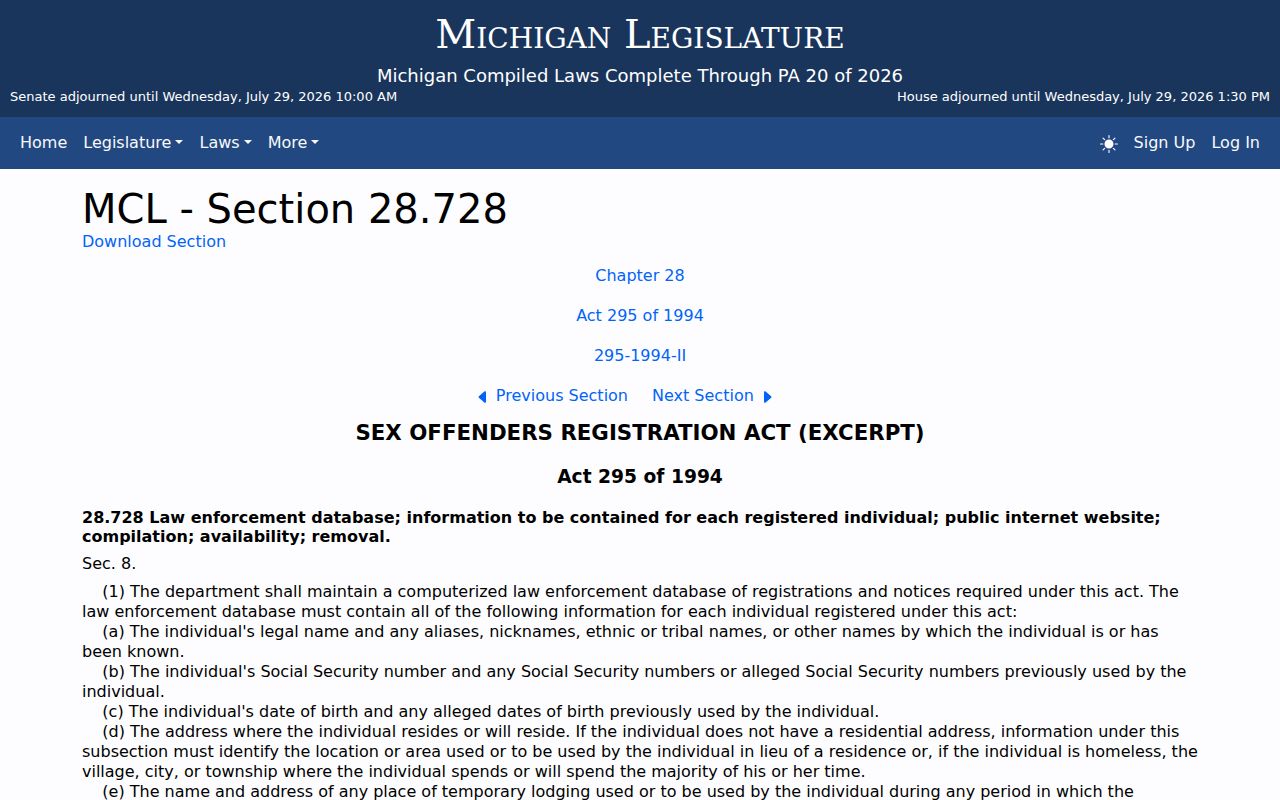 Jackson County sex offender registry dissemination and lawful use statute