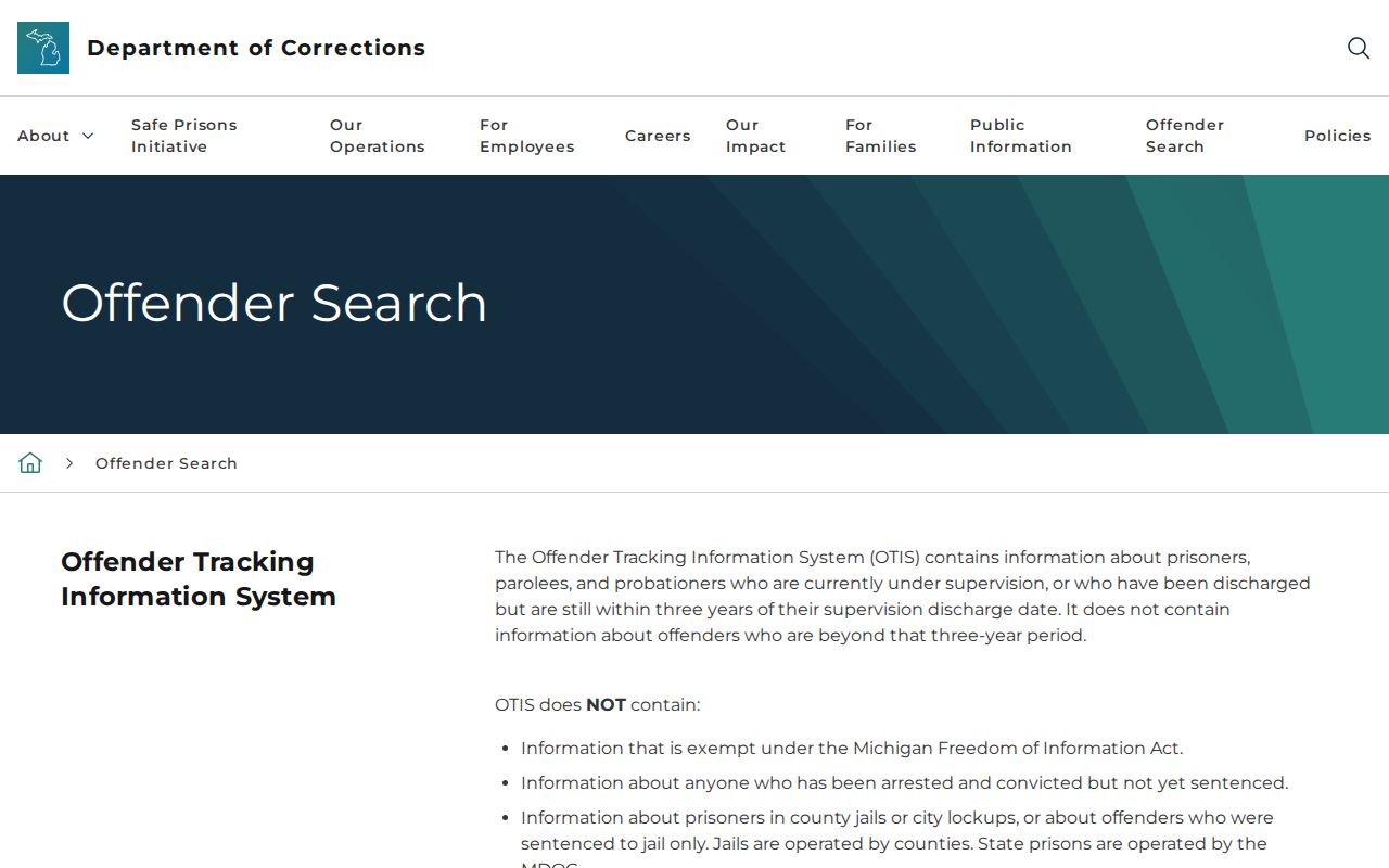 Jackson County criminal supervision records in Michigan OTIS